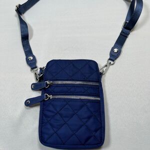Chico’s Nylon Quilted Crossbody Bag Blue Adjustable Strap